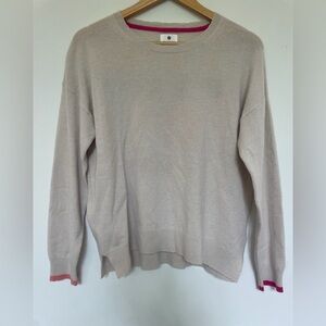 Sundry Cream and Pink Crew Neck Sweater